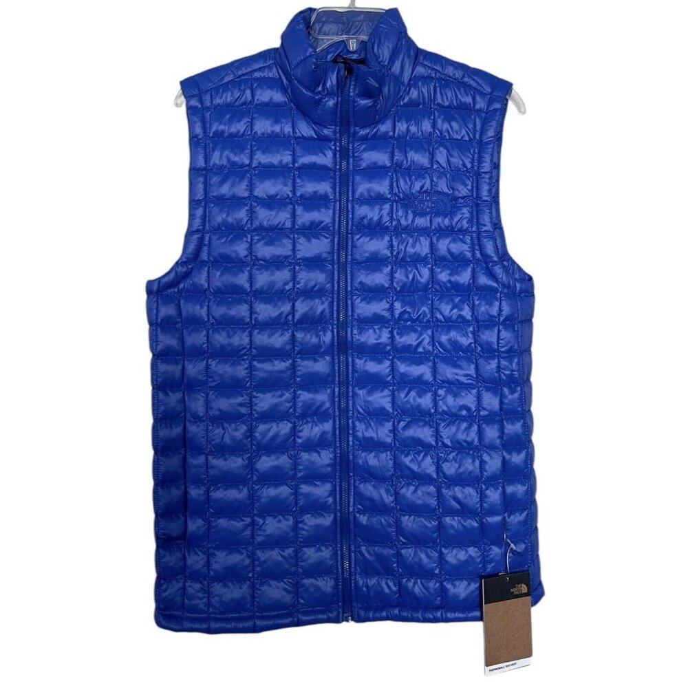 The North Face Thermoball Puffer Vest Blue Quilted Full Zip Men’s Size Small S